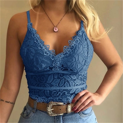 Fashion Brand Women's Lace Floral Bralette Unpadded Plunge Bustier Crop Top Adjusted Straps Party Decoration Crop Top Bra Set