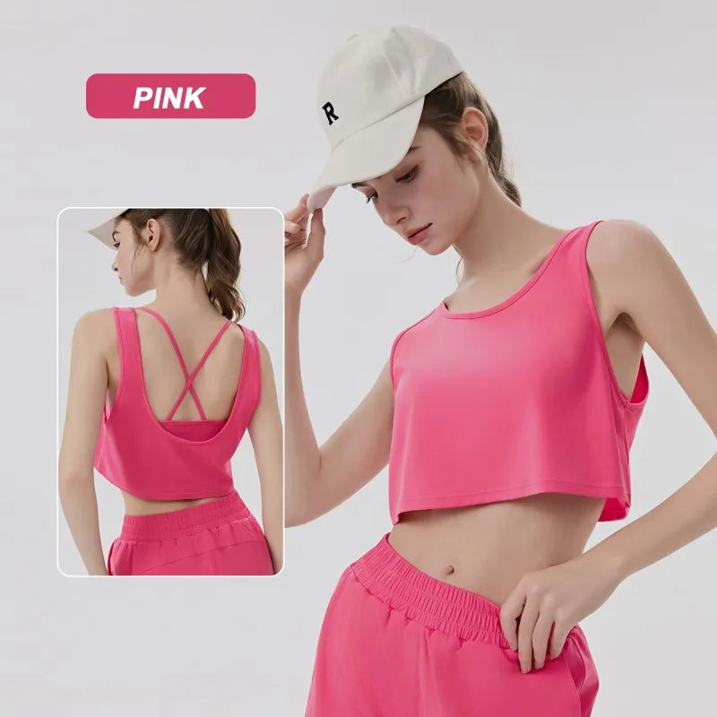 Wholesale Summer Cooling Sleeveless Leisure Crop Tops Training Comfortable Quick Dry Workout T-shirts Gym Tank Top