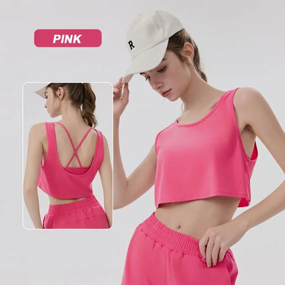 Wholesale Summer Cooling Sleeveless Leisure Crop Tops Training Comfortable Quick Dry Workout T-shirts Gym Tank Top