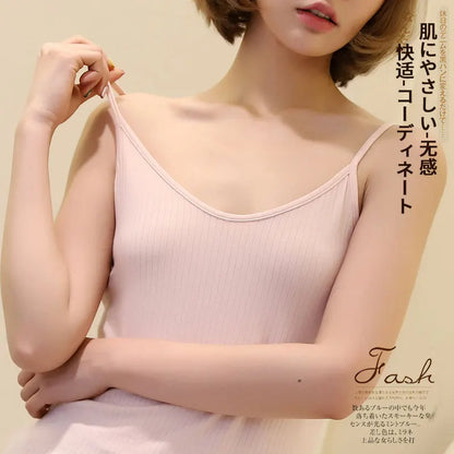 Women Summer Breathable Cotton Bottoming Ribbed Camis Plain Basic O Neck Tank Tops Women Casual Camisole