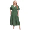 New XL-5XL V Neck a Line Plus Size Women's Maxi Dresses Summer Printed Dresses