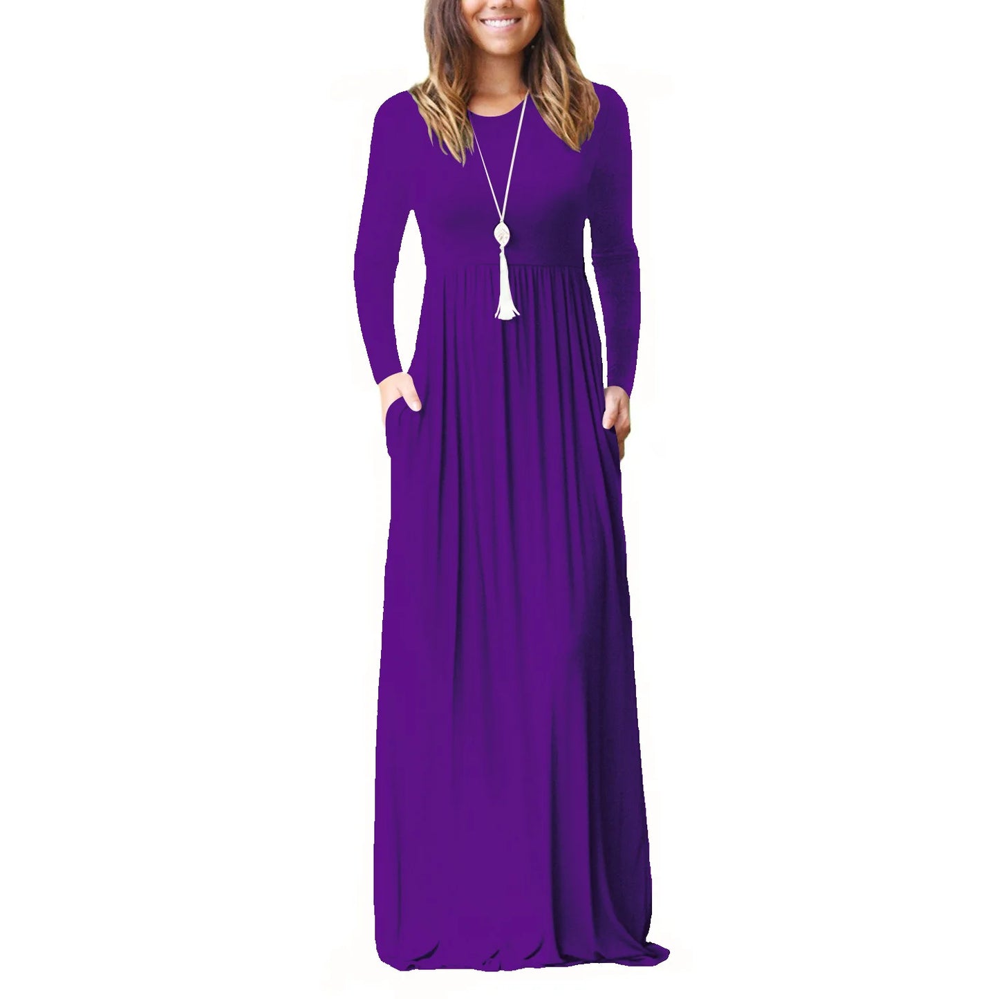 Female Solid Long Boho Dress Lady Beach Summer Sundrss Maxi Dress Women's Sleeveless Solid Color Pocket Dress Vestido De Verano
