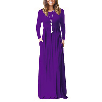 Female Solid Long Boho Dress Lady Beach Summer Sundrss Maxi Dress Women's Sleeveless Solid Color Pocket Dress Vestido De Verano
