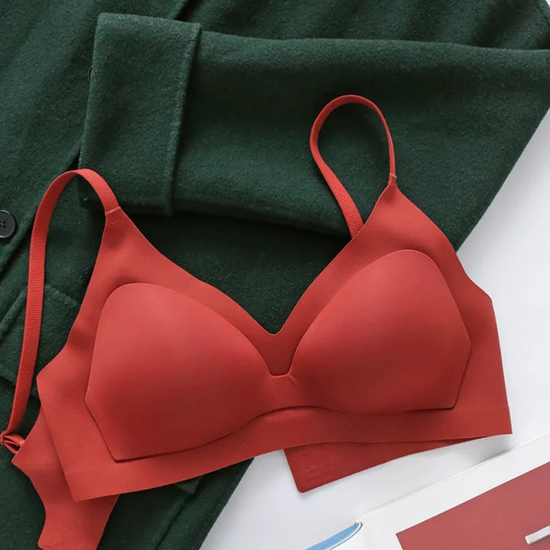 New Color Latex Underwear Gradient Jelly Bras Strap Anti-skipping Bra Wireless Backless for Women 6 Colors Available