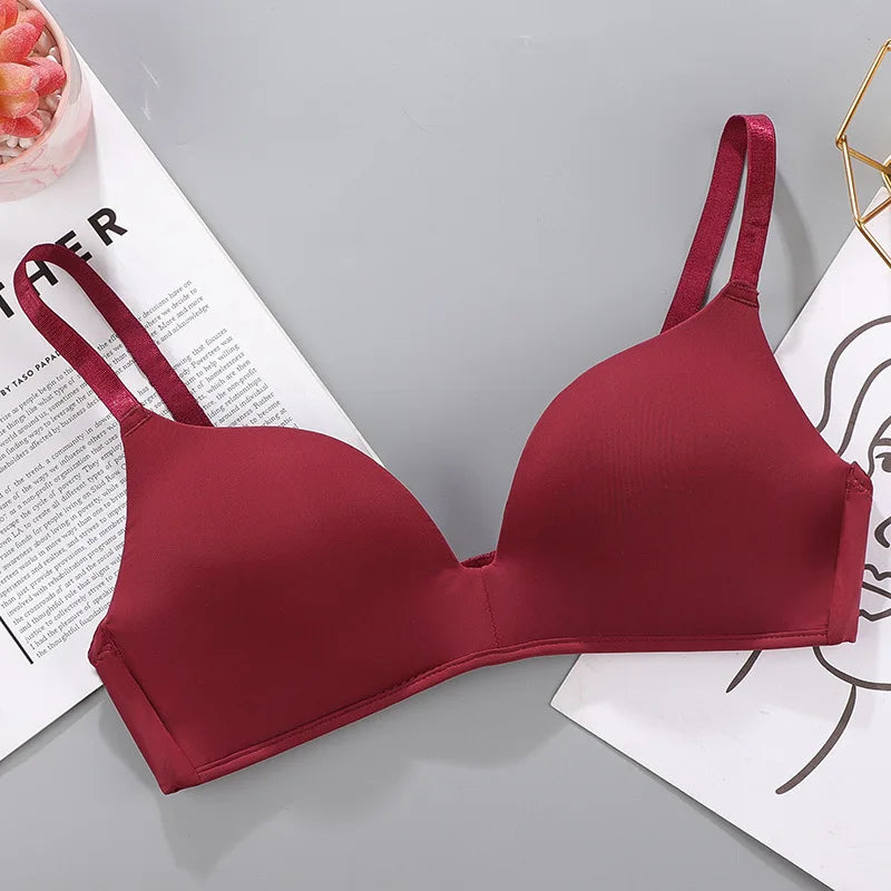 Fashion Girls Cheap Bras Comfortable Padded Wire Free Thin Breathable 3/4 Cup One-Piece Smooth T-Shirt Bra Asian Girls
