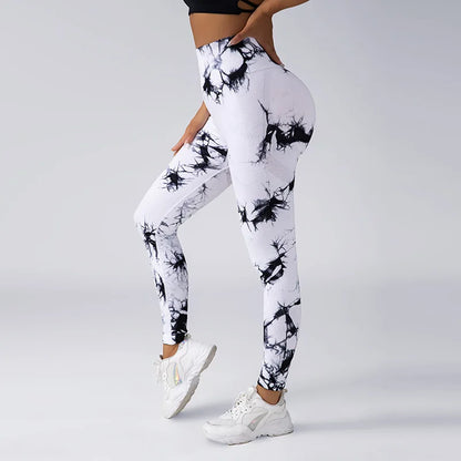 YIYI New Tie Dye Seamless High Waisted Workout Gym Fitness Leggings for Women Scrunch Butt Lifting Yoga Gym Athletic Pants