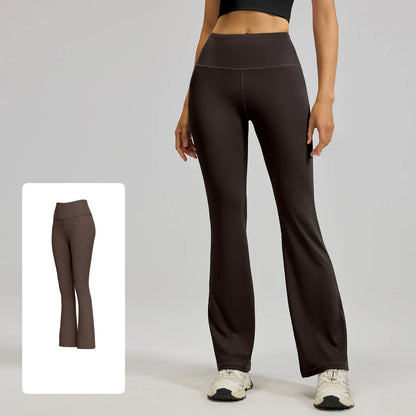 Women's XL Yoga Flared Pants High Waist Quick-Drying Breathable Hip-Lifting Wide Leg Pilates Elastic Waist Closure Solid Pattern