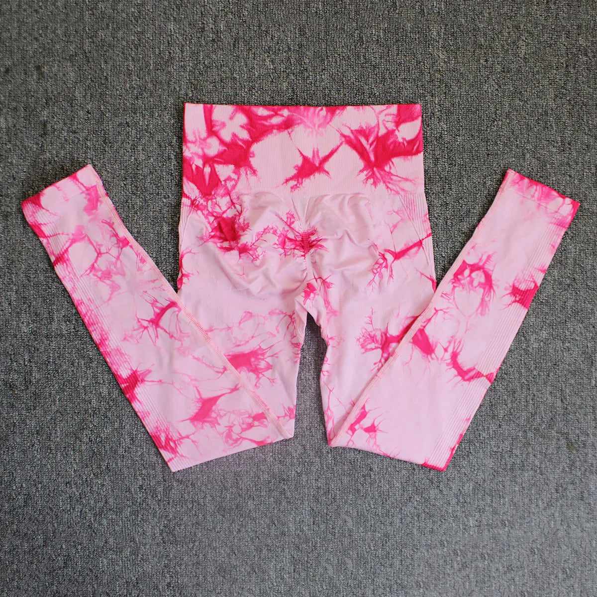 Seamless High Waist Yoga Tights Women Tie-Dye Ruched Butt Lifting Sports Leggings
