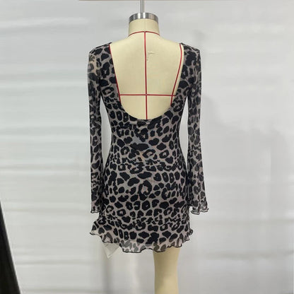 New Arrival Leopard Print Women's Dress with Tassels Eco-Friendly and Washable Featuring Beaded Decoration Natural Waistline