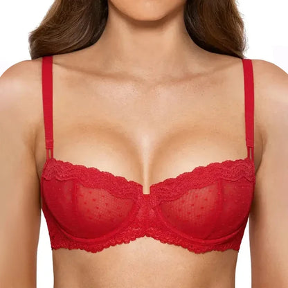 Seamless Lace Knitted Push Up Bra Women Underwire Support 3/4 Cup Breathable Quick Dry Eco-Friendly Lingerie