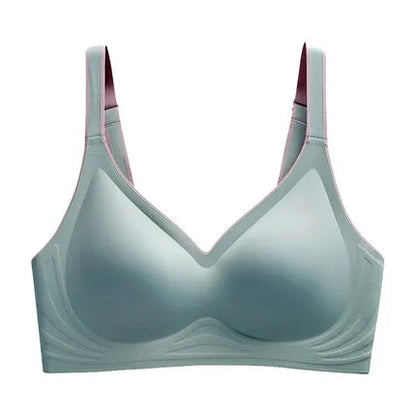 Women's Sexy U Shaped Laser Cut Bra Beautiful Back Seamless Wire-Free Convertible Straps Solid Pattern One-Piece Button Knitted