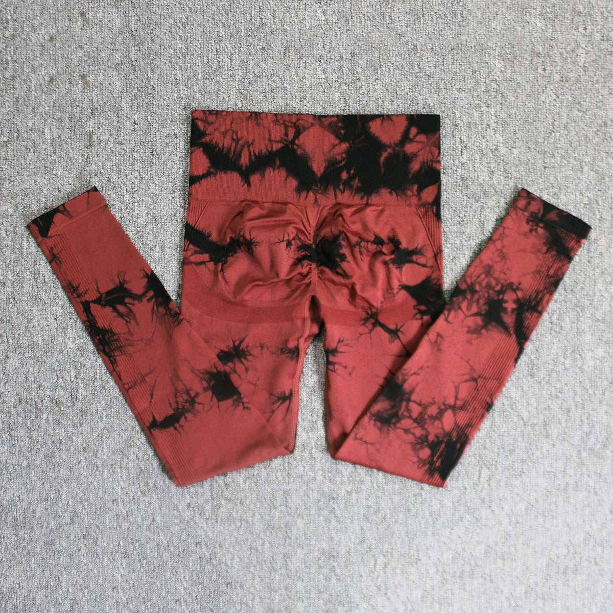 Seamless High Waist Yoga Tights Women Tie-Dye Ruched Butt Lifting Sports Leggings