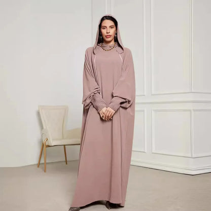New Fashion Muslim 2025 Women's Solid Color Casual Trendy Elegant Long Sleeve Hooded Abaya Female Jalabiya Clothes Coat Dresses