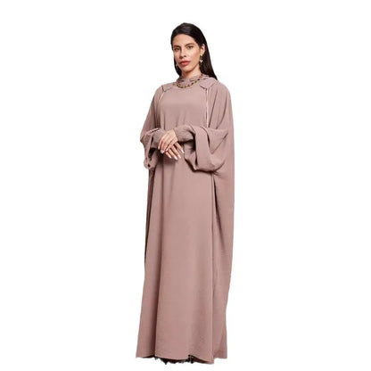 New Fashion Muslim 2025 Women's Solid Color Casual Trendy Elegant Long Sleeve Hooded Abaya Female Jalabiya Clothes Coat Dresses