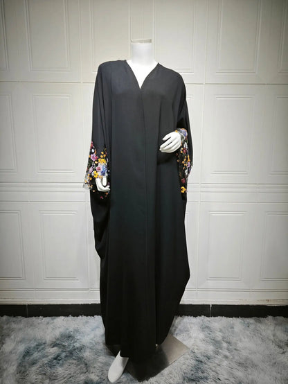 Modest Muslim Women Long Dress Kimono Open Abaya Dubai Kaftan Embroidery Islam Clothing Kebaya Saudi Arabic Robe Jalabiya Caftan