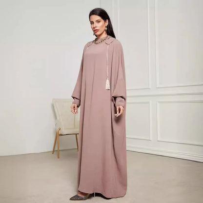 New Fashion Muslim 2025 Women's Solid Color Casual Trendy Elegant Long Sleeve Hooded Abaya Female Jalabiya Clothes Coat Dresses