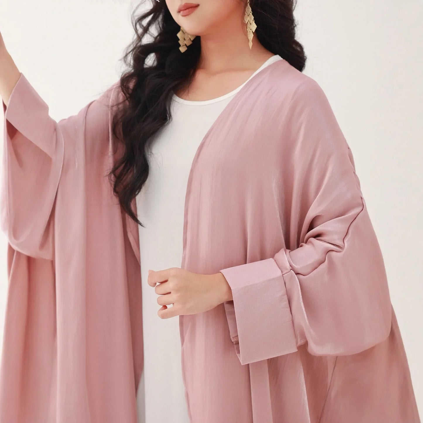 Ramadan Open Abaya Kimono for Women Long Dress Cardigan Muslim Dubai Arabic Party Ramadan Kaftan Gown Jalabiya Islamic Clothing